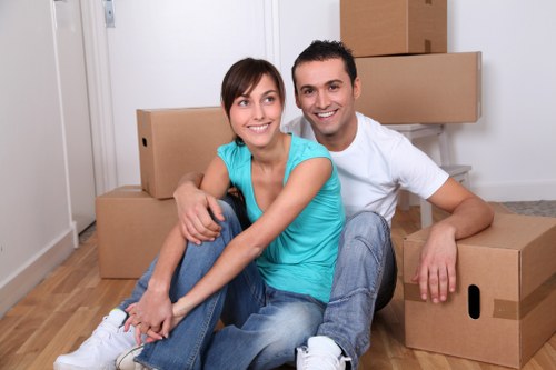 Prepared moving boxes and furniture for a Downham house move